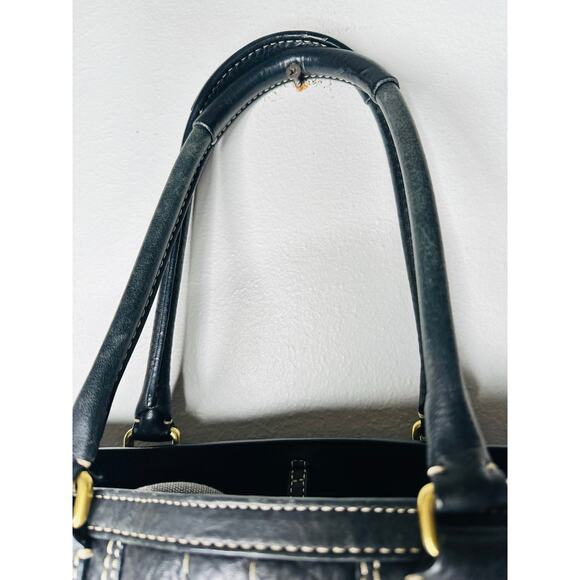 COACH Black Hampton Vintage Pebbled Leather Satchel Handbag Purse - Picture 9 of 14